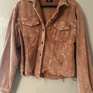 Rustic corduroy cropped blue jean style jacket